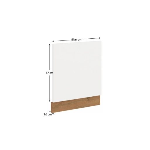 Ajtó beépített mosogatógépre, lancelot tölgy/ fehér extra magas fényű HG, VEGA ZM 570x596