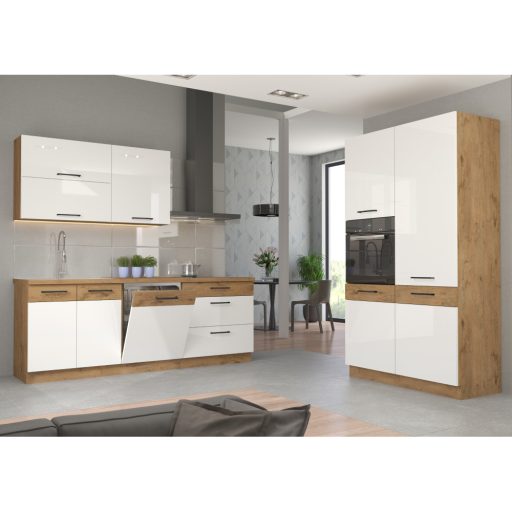Ajtó beépített mosogatógépre, lancelot tölgy/ fehér extra magas fényű HG, VEGA ZM 570x596