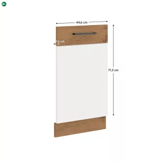   Ajtó beépített mosogatógépre, lancelot tölgy/ fehér extra magas fényű HG, VEGA ZM 713x446