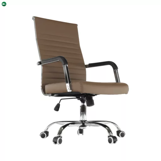 Irodai szék, textilbőr/fém, taupe/króm, FARAN