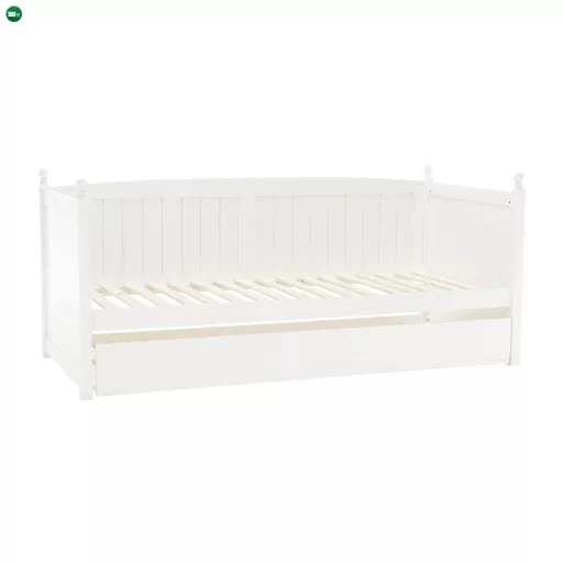 Ágy pótággyal, tűnyalábos fenyőfa, fehér, 90x200, GLAMIS
