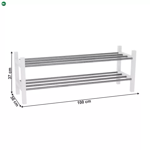 Cipősszekrény, fehér/ezüst, BRESO