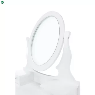 Fésülködőasztal zsámollyal, fehér/ezüst, LINET NEW