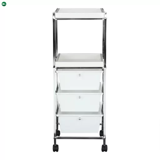 Kerekes polc, fehér/króm, CORFU