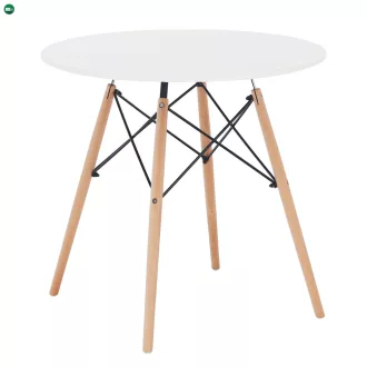 Étkezőasztal, fehér/bükk, átmérő 60 cm, GAMIN NEW 60