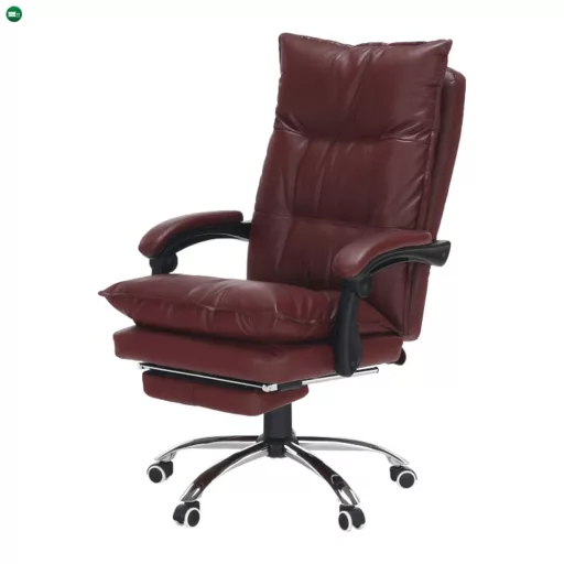 Irodai szék lábtartóval, textilbőr bordó, DRAKE