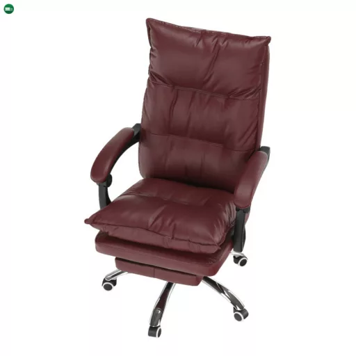 Irodai szék lábtartóval, textilbőr bordó, DRAKE