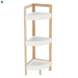 Sarokpolc, fehér/természetes bambusz, FONG