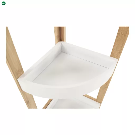 Sarokpolc, fehér/természetes bambusz, FONG