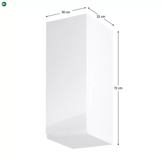  Felsőszekrény, fehér/fehér extra magasfényű, balos, AURORA G30