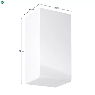   Felsőszekrény, fehér/fehér extra magasfényű, jobbos, AURORA G40