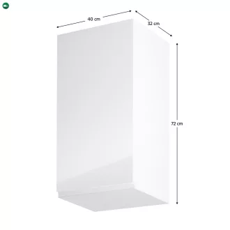   Felsőszekrény, fehér/fehér extra magasfényű, balos, AURORA G40
