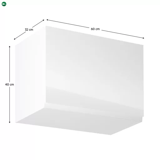 Felsőszekrény, fehér/fehér extra magasfényű, AURORA G60K