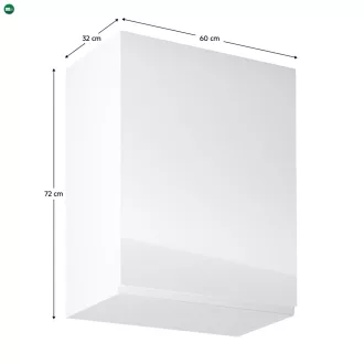   Felsőszekrény, fehér/fehér extra magasfényű, jobbos, AURORA G601F
