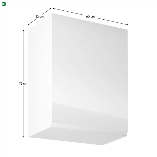 Felsőszekrény, fehér/fehér extra magasfényű, jobbos, AURORA G601F