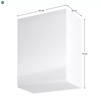   Felsőszekrény, fehér/fehér extra magasfényű, balos, AURORA G601F