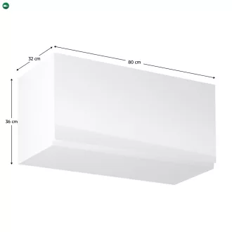   Felsőszekrény, fehér/fehér extra magasfényű, AURORA G80K