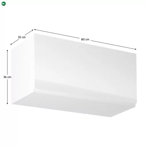 Felsőszekrény, fehér/fehér extra magasfényű, AURORA G80K