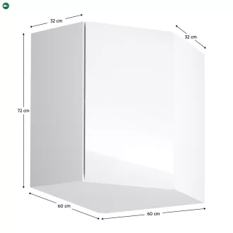   Felsőszekrény, fehér/fehér extra magasfényű, AURORA G60N