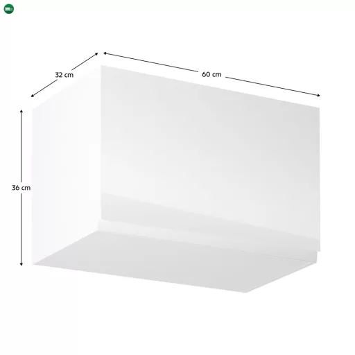 Felsőszekrény, fehér/fehér extra magasfényű, AURORA G60KN