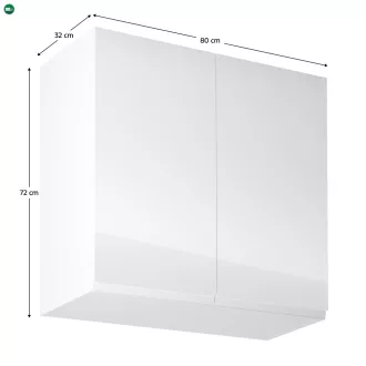   Felsőszekrény, fehér/fehér extra magasfényű, AURORA G80
