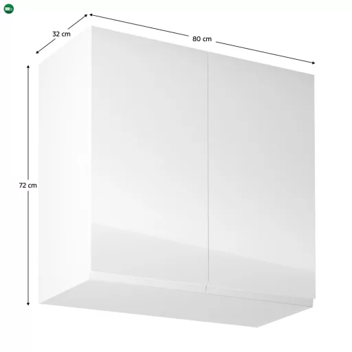 Felsőszekrény, fehér/fehér extra magasfényű, AURORA G80