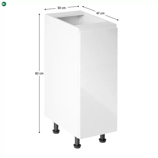 Alsószekrény, fehér/fehér extra magasfényű, jobbos, AURORA D30