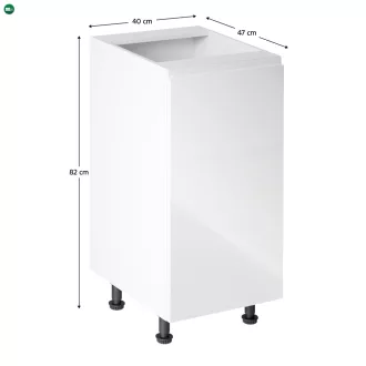   Alsószekrény, fehér/fehér extra magasfényű, jobbos, AURORA D40