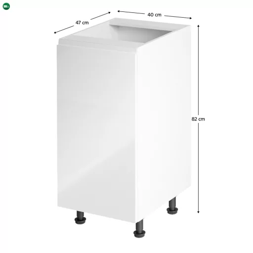 Alsószekrény, fehér/fehér extra magasfényű, balos, AURORA D40