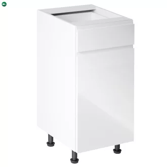   Alsószekrény, fehér/fehér extra magasfényű, jobbos, AURORA D40S1
