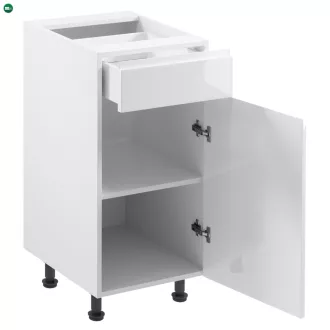   Alsószekrény, fehér/fehér extra magasfényű, jobbos, AURORA D40S1