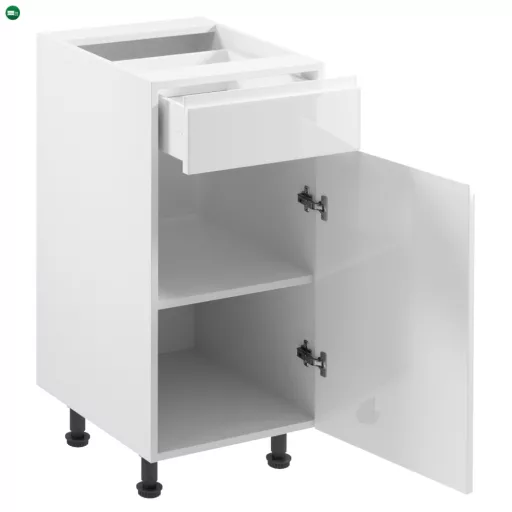 Alsószekrény, fehér/fehér extra magasfényű, jobbos, AURORA D40S1