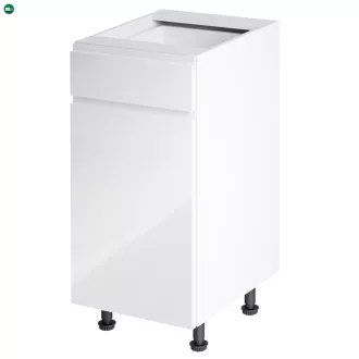   Alsószekrény, fehér/fehér extra magasfényű, balos, AURORA D40S1