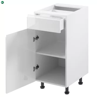   Alsószekrény, fehér/fehér extra magasfényű, balos, AURORA D40S1