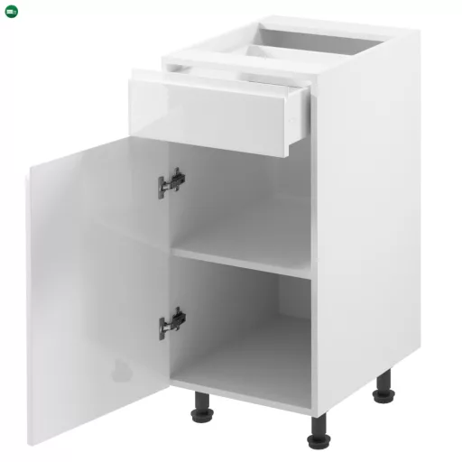 Alsószekrény, fehér/fehér extra magasfényű, balos, AURORA D40S1