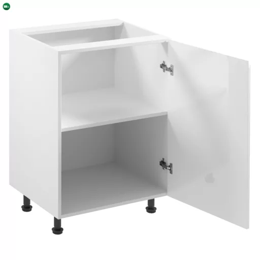 Alsószekrény, fehér/fehér extra magasfényű, jobbos, AURORA D601F
