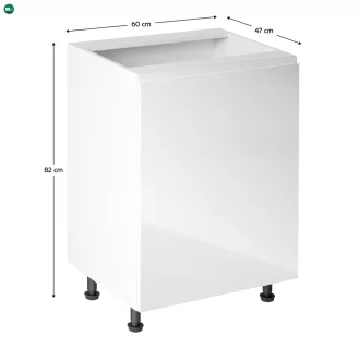   Alsószekrény, fehér/fehér extra magasfényű, jobbos, AURORA D601F