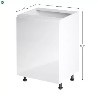   Alsószekrény, fehér/fehér extra magasfényű, balos, AURORA D601F