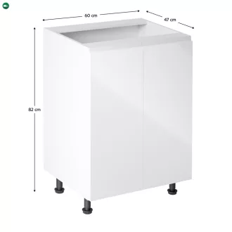   Alsószekrény, fehér/fehér extra magasfényű, AURORA D602F