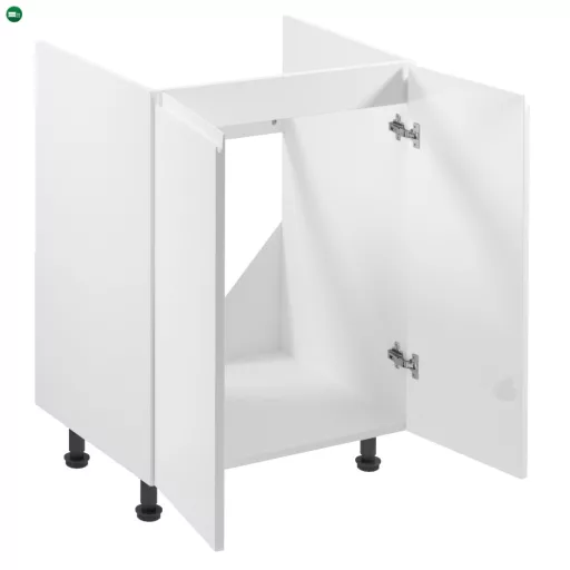 Alsószekrény, fehér/fehér extra magasfényű, AURORA D602F