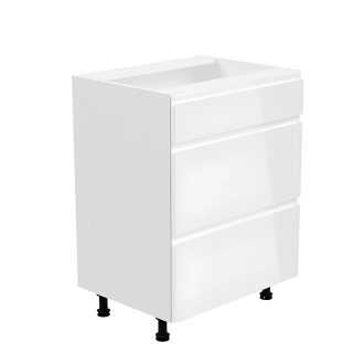   Alsószekrény, fehér/fehér extra magasfényű, AURORA D60S3