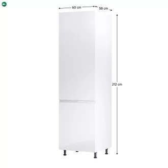   Hűtő beépítő szekrény, fehér/fehér extra magasfényű, balos, AURORA D60ZL