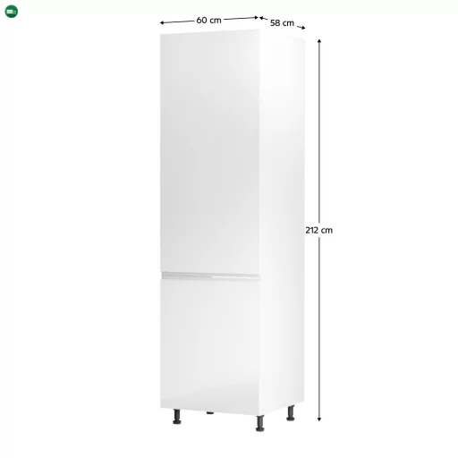 Hűtő beépítő szekrény, fehér/fehér extra magasfényű, balos, AURORA D60ZL