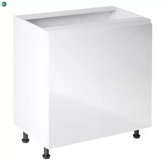 Alsószekrény, fehér/fehér extra magasfényű, AURORA D80