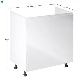   Mosogatószekrény, fehér/fehér extra magasfényű, AURORA D80Z
