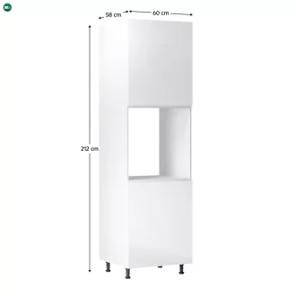   Élelmiszer szekrény, fehér/fehér extra magasfényű, jobb, AURORA D60P