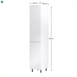   Élelmiszer szekrény, fehér/fehér extra magasfényű, balos, AURORA D40SP