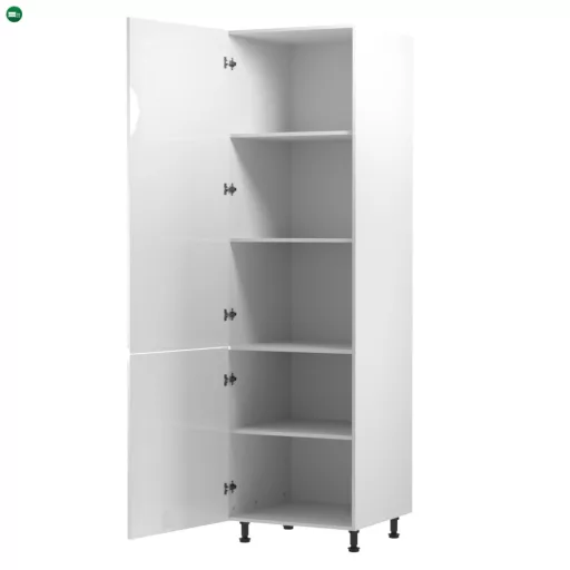 Élelmiszer szekrény, fehér/fehér extra magasfényű, balos, AURORA D60R