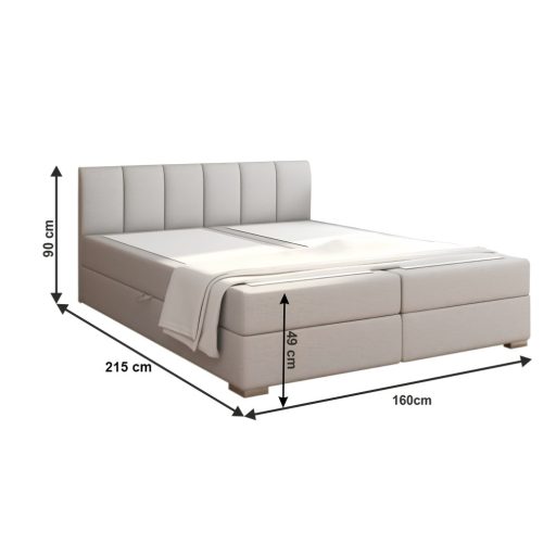 Boxspring ágy 160x200, világosszürke, RIANA KOMFORT