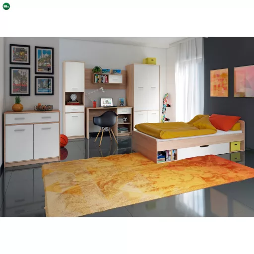 komód 2D1S, fehér/tölgy sonoma, TEYO